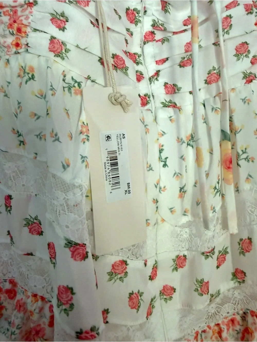 Altar’d State NWT Floral Tiered Mini Dress in White and Pink - Picture 7 of 10